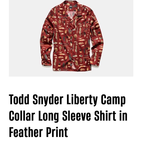 Todd Snyder Liberty Camp Collar Long Sleeve Shirt in Feather Print - Picture 3 of 9